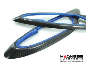 Alfa Romeo Giulia Interior Door Handle Surround Trim Set - Carbon Fiber - Blue Candy